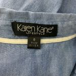 Karen Kane Vintage 90s Button Up Chambray Shirt 8 Blue Denim Pockets 3/4 Sleeves Collared Photo 5