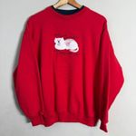 Vtg Deadstock Cat Lover Applique Mock Neck Sweatshirt Pullover Womens Medium Red Photo 3