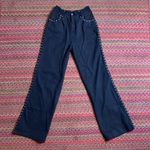 VINTAGE BLACK STUDDED DETAIL WIDE LEG WESTERN ROCK N ROLL JEANS Size 24 Photo 0