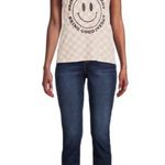 No Bo Nwt Juniors Sleeveless Lace-Up Back Graphic Tank Top Checkered X-Small Photo 1