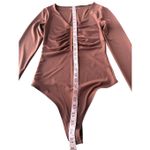Abercrombie & Fitch Brown Long-Sleeve Slinky Hook-and-Eye Bodysuit Size S Photo 8
