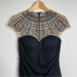 XScape Black Dress Beaded Illusion Mesh & Jersey Gown Size 4 Photo 2