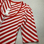 Anthropologie Maeve Scoop Neck Front Zip Tee Small Orange & White Stripe… Photo 4