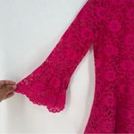 Isaac Mizrahi Fuchsia Lace Flared Sleeve Peplum Blouse Size XS Photo 4