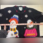 Quacker Factory  Size Medium Snowman Cat Cardigan Sweater Christmas Holiday Ugly Photo 5