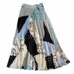 Club Monaco  Elasticated Slip Pleated Midi Skirt in Black, Cream, and Blue Photo 1
