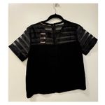 Forever 21 NWT XS Boxy Fit Short Sleeve Illusion Top Black Photo 1
