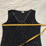 Vintage MSK Black beaded vest tank top silver accents cut work uneven hem detail Size L Photo 4