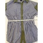 ZARA Striped Smocked Waist Button Down Long Sleeve Peplum Tunic Blouse EUC Sz M Photo 9