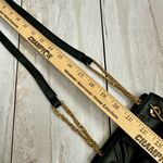 Vintage Black Leather Crossbody Bag Gold Hardware Edgy Disco Clubbing Glamour Photo 7