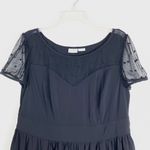 Eshakti Black Sheer Dotted Mesh Neckline Short Sleeve Maxi Dress Photo 2