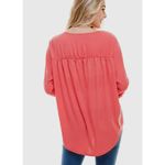 Round neck dolman 3/4 sleeve curved hem top Photo 1