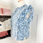 Veronica Beard Sol Floral Ruffled Top Blue Sz 0 Photo 5