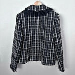 Halogen x ATLANTIC PACIFIC | NWT Tulle Ruffle Plaid Jacket Tweed Blazer | Large Photo 9