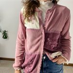 Dress Barn VINTAGE  Chenille Floral Embroidered Granny Cardigan Photo 7