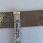 White House | Black Market tan suede and gold snakeskin patchwork leather belt Photo 9