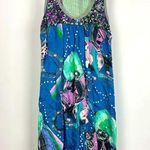 Custo Barcelona  Blue Green Pink Floral Sequin Tank Top Photo 0