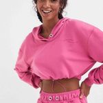 For Love & Lemons Ellie Cropped Sweatshirt Pink Hooded Size XS Photo 1