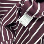 Iris  Ponte Knit Shirt Dress Maroon White Stripe Long Sleeve Asymmetric Hem XL Photo 8