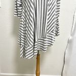 Comfy USA Striped Tunic Top Asymmetrical Jersey Knit Gray White size Medium Photo 4