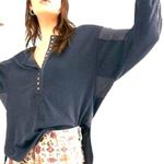 We The Free  Free People Back at It Henley Top Medium Gray Hi Low Oversiz… Photo 2