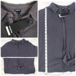 MONROW Relaxed Cotton Gauze Button Down Shirt Twist Front Gray Size Large Photo 8