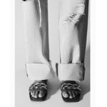 ZARA Square Toe Vegan Leather Gold Chain Slides in Brown Size 7.5 or 38 Photo 8