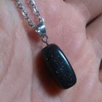 Blue Sandstone Pendant Stainless Steel Necklace Photo 5