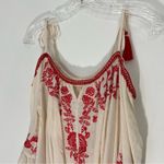Love Sam  Ivory Rose Embroidered Peasant Top Cold Shoulder Size Small Photo 2