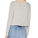 BB Dakota Gray Ruffled Vneck Sweater Photo 7