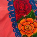 Vintage 70s Handmade Embroidered Floral Mexican Peasant Blouse Top Pink Size M Photo 3
