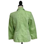 Chadwick's Chadwick’s Women’s Green Linen Blend Herringbone Blazer Jacket | Size 4P | Photo 4