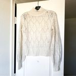 Reformation Sweater Lexi Fluffy Fuzzy Pointelle Alpaca Open Knit Ivory XS GUC Photo 3