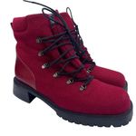 Stuart Weitzman ankle combat boots wool/leather wine color women’s Size 8 Photo 2