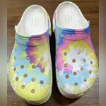 Crocs  Classic Platform Shoes Womens Size 11 Green Purple Clog Marbled Tie Dye Photo 2