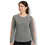 Athleta M Gray Orange Quilted Snowscape Sweatshirt Space Dye Pullover Yoga Gym Photo 1