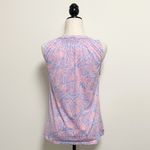 La Mer Luxe Pink White Periwinkle Coral Sleeveless V Neck Buttons Top Small Photo 4