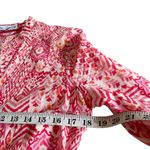 ZARA Red Pink Geometric Print Tiered Long Sleeve Resort Maxi Dress Size Small Photo 10