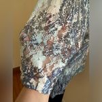 Papa Vancouver Blues White Lace /Sheer V Neck Floral Design Blouse Sz XL Blue Photo 4