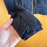 LUX Black Zip Up Hoodie Jacket Drawstring Waist Pleated Front Women's Photo 3