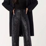 Diane Von Furstenberg  Sequin Pants Wide Leg Trousers Rhiannon Black Party Formal Photo 0