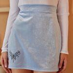 Romwe  Light Blue Velvet Butterfly Mini Skirt Photo 1