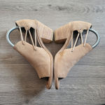 Eileen Fisher  Nikki Peep Toe Block Heel Booties Tan Genuine Leather Size 6.5 Photo 4