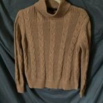 Banana Republic : Carmel Colored Cotton Blend Cable Knit Sweater- side slits- SP Photo 2