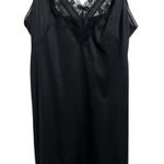Vtg Ashley Taylor Black Nylon Floral Lace Slip Dress Nighty Size 34 FLAW Gothic Photo 0