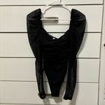 Princess Polly Asher Bodysuit Black Long sleeve Ruched Mesh Photo 1