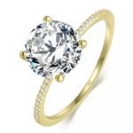 Sterling Silver SIZE 9 18kt Gold Plated 925  3Ct Engagement Wedding Ring Photo 0