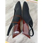 Donald J. Pliner Black Fabric & Tortoiseshell Slingback Wedges Size 9 Photo 2