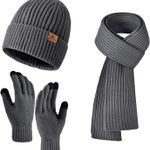 Men Women Winter Beanie Hats Scarf with Touchscreen Gloves Warm Knit Themal Gloves Long Scarf Set with Fleece Lined Photo 0