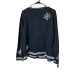 Holiday Lodge by Northcrest Christmas‎ Snowflakes Deer Cardigan Sweater XL Gray Photo 7